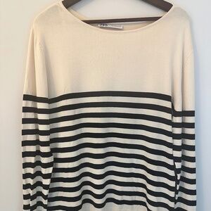 ZARA Striped Sweater – Cream and Black – Size Large